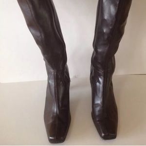 Merona Riding Boots Size 8 Brown Manmade Side zip